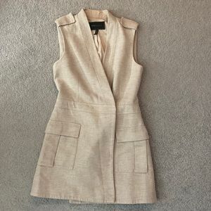 BCBG Linen Blend Long Military Style Vest. Size XXS